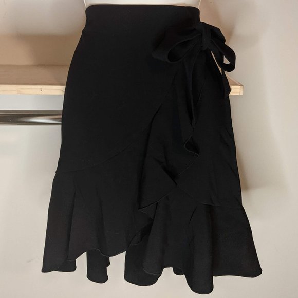 H&M Black Skirt with Side Tie and Ruffles - Picture 1 of 2